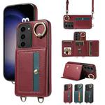 For Samsung Galaxy S23 5G Crossbodys Wallet Bag Ring Holder Leather Phone Case(Red)