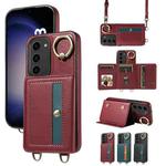 For Samsung Galaxy S23+ 5G Crossbodys Wallet Bag Ring Holder Leather Phone Case(Red)