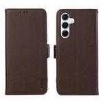 For Samsung Galaxy A14 4G/5G ABEEL Side-Magnetic Litchi Pattern Leather RFID Phone Case(Brown)