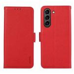 For Samsung Galaxy S21 FE 5G ABEEL Side-Magnetic Litchi Pattern Leather RFID Phone Case(Red)