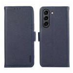 For Samsung Galaxy S21 FE 5G ABEEL Side-Magnetic Litchi Pattern Leather RFID Phone Case(Blue)