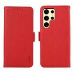 For Samsung Galaxy S21 Ultra 5G ABEEL Side-Magnetic Litchi Pattern Leather RFID Phone Case(Red)
