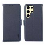 For Samsung Galaxy S22 Ultra 5G ABEEL Side-Magnetic Litchi Pattern Leather RFID Phone Case(Blue)