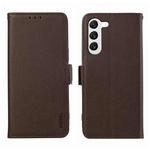 For Samsung Galaxy S22 5G ABEEL Side-Magnetic Litchi Pattern Leather RFID Phone Case(Brown)