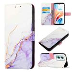 For OPPO A79 5G PT003 Marble Pattern Flip Leather Phone Case(White Purple)