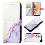 For OPPO Reno11 Pro 5G Global PT003 Marble Pattern Flip Leather Phone Case(White Purple)