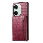 For OnePlus Ace 2V Crocodile Texture Card Bag Design Full Coverage Phone Case(Red)