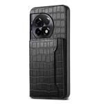 For OnePlus Ace 2 Crocodile Texture Card Bag Design Full Coverage Phone Case(Black)