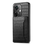 For OPPO K11 Crocodile Texture Card Bag Design Full Coverage Phone Case(Black)