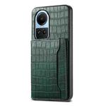 For OPPO Reno10 5G Global Crocodile Texture Card Bag Design Full Coverage Phone Case(Green)