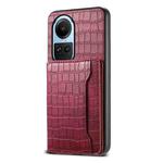 For OPPO Reno10 5G Global Crocodile Texture Card Bag Design Full Coverage Phone Case(Red)