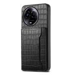 For Realme 11 5G Crocodile Texture Card Bag Design Full Coverage Phone Case(Black)
