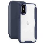 For iPhone XS Max RFID Blocking Adsorption Flip Leather Phone Case(Dark Blue)