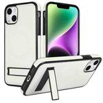 For iPhone 13 Retro Leather Invisible Stand MagSafe Phone Case(White)