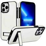 For iPhone 13 Pro Retro Leather Invisible Stand MagSafe Phone Case(White)