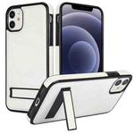 For iPhone 12 / 12 Pro Retro Leather Invisible Stand MagSafe Phone Case(White)