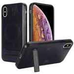 For iPhone X / XS Retro Leather Invisible Stand MagSafe Phone Case(Black)