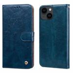 Oil Wax Texture Shockproof Flip Leather Phone Case For iPhone 15 Plus(Blue)