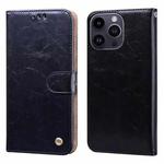 Oil Wax Texture Shockproof Flip Leather Phone Case For iPhone 15 Pro(Black)