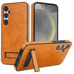 For Samsung Galaxy S24+ 5G Retro Leather Invisible Stand MagSafe Phone Case(Yellow)