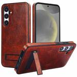 For Samsung Galaxy S24+ 5G Retro Leather Invisible Stand MagSafe Phone Case(Brown)