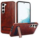 For Samsung Galaxy S23+ 5G Retro Leather Invisible Stand MagSafe Phone Case(Brown)