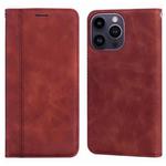 For iPhone 15 Pro Frosted Business Magnetic Horizontal Flip PU Phone Case(Brown)