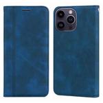 For iPhone 15 Pro Frosted Business Magnetic Horizontal Flip PU Phone Case(Blue)