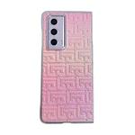 For Honor Magic Vs2 Pearlescent Paint Gradient Geometric Leather Phone Case(Pink)