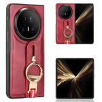 For Honor Magic V5 Wristband Leather Back Phone Case(Red)