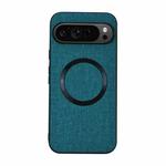 For Google Pixel 9 CD Magnetic Ring Cloth Texture PU Phone Case(Green)