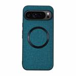 For Google Pixel 9 Pro CD Magnetic Ring Cloth Texture PU Phone Case(Green)