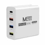 Ma-Ant 60W USB-C/Type-C+3 USB Multi-port Fast Charging Charger, Plug:US Plug(White)