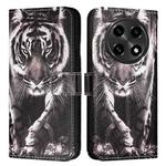 For OPPO A2 Pro 5G / A3 Pro 5G Colored Drawing Pattern Plain Weave Leather Phone Case(Black And White Tiger)