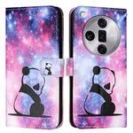 For OPPO Find X7 Ultra Colored Drawing Pattern Plain Weave Leather Phone Case(Baby Panda)