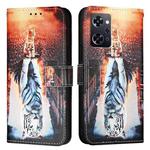 For OPPO Reno9 A JP Version Colored Drawing Pattern Plain Weave Leather Phone Case(Cats And Tigers)