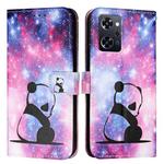 For OPPO Reno9 A JP Version Colored Drawing Pattern Plain Weave Leather Phone Case(Baby Panda)