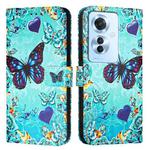 For OPPO Reno 11F 5G Global Colored Drawing Pattern Plain Weave Leather Phone Case(Caring Butterfly)