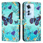 For OPPO F25 Pro 5G India Colored Drawing Pattern Plain Weave Leather Phone Case(Caring Butterfly)