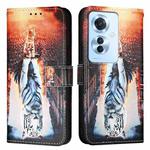 For OPPO F25 Pro 5G India Colored Drawing Pattern Plain Weave Leather Phone Case(Cats And Tigers)