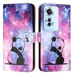 For OPPO F25 Pro 5G India Colored Drawing Pattern Plain Weave Leather Phone Case(Baby Panda)