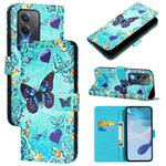 For OPPO A80 5G EU Version Colored Drawing Pattern Plain Weave Leather Phone Case(Caring Butterfly)