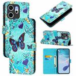 For OPPO Reno14 F 5G Colored Drawing Pattern Plain Weave Leather Phone Case(Caring Butterfly)