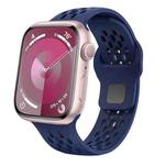 For Apple Watch SE 2023 44mm Oval Holes Fluororubber Watch Band(Midnight Blue)