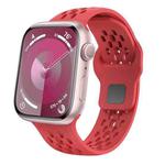 For Apple Watch Series 4 44mm Oval Holes Fluororubber Watch Band(Red)