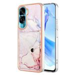 For Honor 90 Lite 5G Marble Pattern IMD Card Slot Phone Case(Rose Gold)