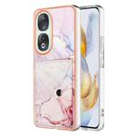 For Honor 90 5G Marble Pattern IMD Card Slot Phone Case(Rose Gold)