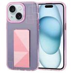 For iPhone 15 TGVIS Art Series Folding Holder Phone Case(Pink)