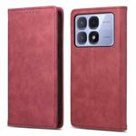 For Redmi K70 Ultra Business Solid Color Magnetic RFID Leather Phone Case(Red)