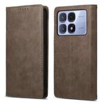 For Redmi K70 Ultra Business Solid Color Magnetic RFID Leather Phone Case(Brown)